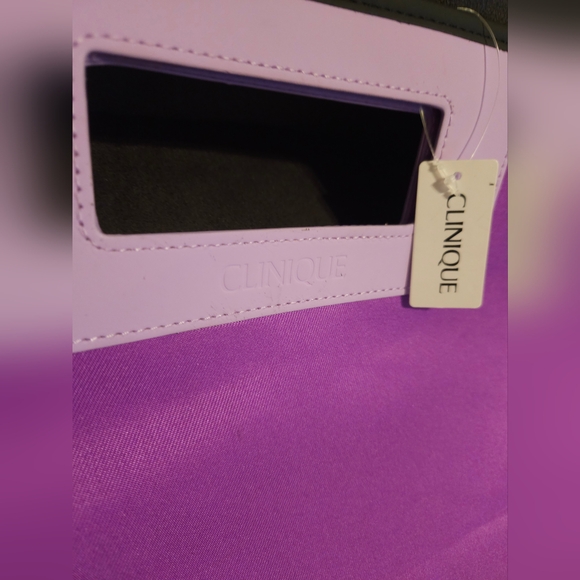 CLINIQUE  Large Tote Bag Purple Square 17" x 15" x 3" NWT - Picture 7 of 12